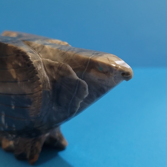 Vintage Native American Zuni Carved Onyx Stone Bird Eagle Fetish 4" Long -Signed - Picture 2 of 10